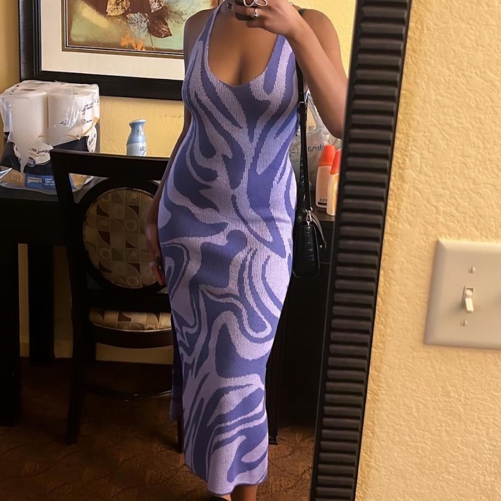 purple swirl h&m dress